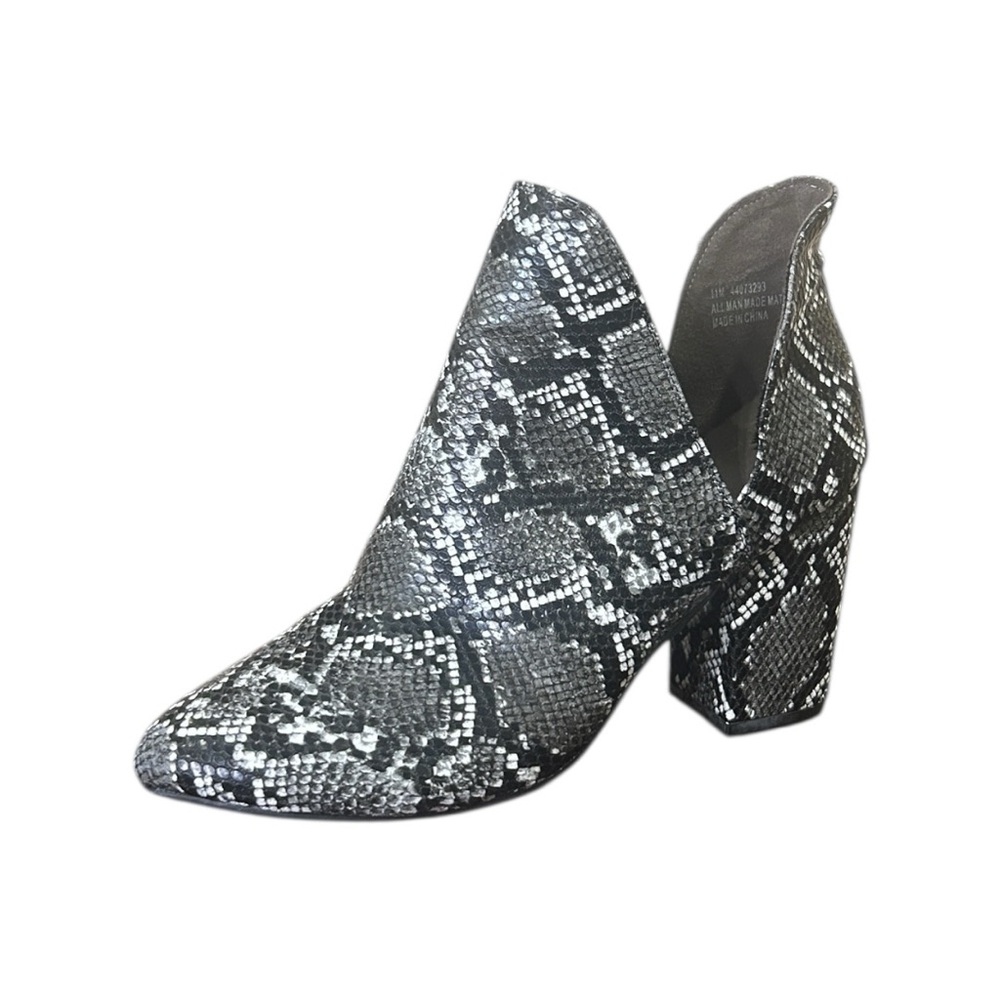 Comfort Est 1946 Faux Snakeskin Print Heeled Ankle Boots Black Grey Size 11